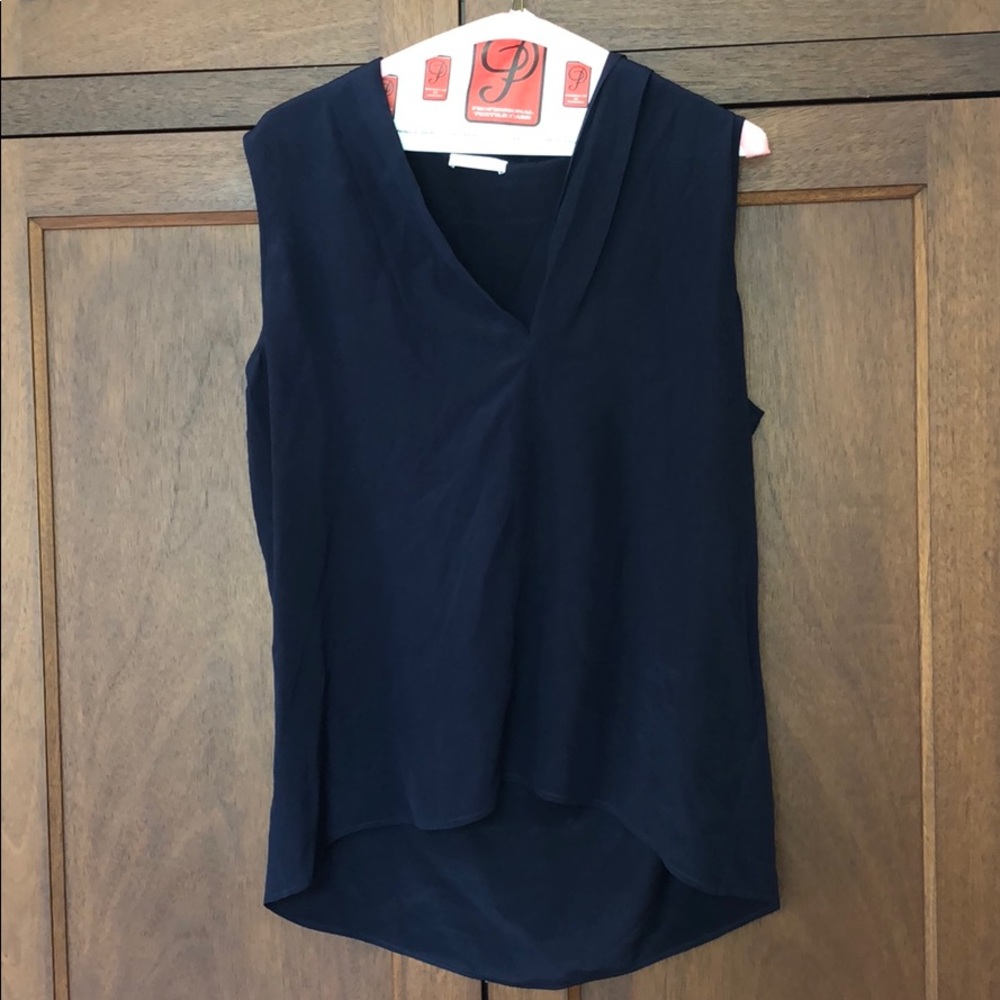 Navy blue silk blouse tank top